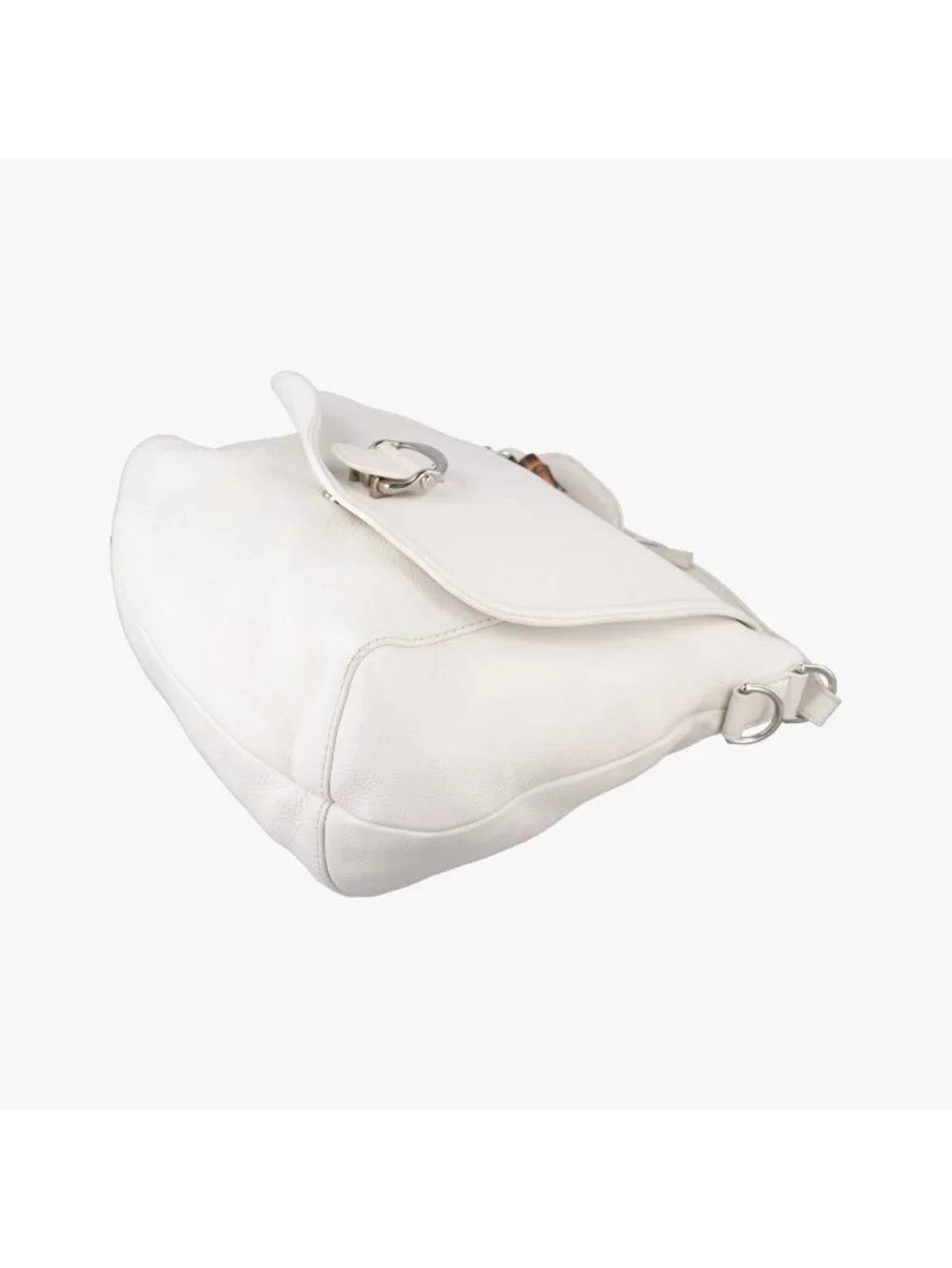 Gucci Guccissima Large Techno Horsebit Hobo White Leather